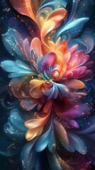 Wall Mural - A vibrant abstract graphic composition with smooth lines and color transitions, creating a sense of movement and energy, is suitable for creative projects, album covers, interior design, and websites.