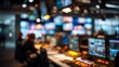 © Newleks - Broadcast control room blurred focusing on the intricate technology and fast paced activity involved in transmitting live television and digital media news to audiences worldwide