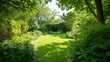 © Oksana Arhangelova - Lush green garden pathway surrounded by vibrant foliage on a sunny day