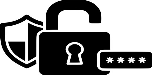 Password Security icon vector with lock outline and solid style