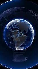 Wall Mural - Digital Earth: A Visual Exploration of Connectivity and Global Perspective