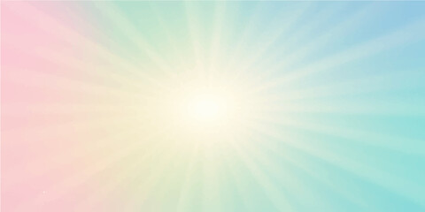 Wall Mural - An abstract, vibrant sunburst with glowing rays of light bursting through a blue sky, perfect for a bright summer design