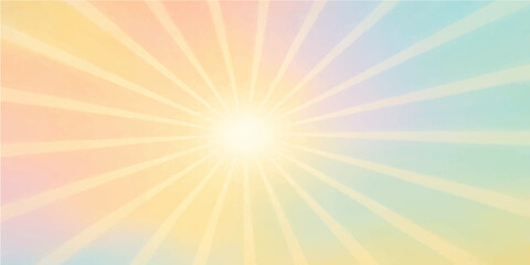 Wall Mural - A radiant vector illustration with bright, warm sunbeams bursting from a yellow and orange sun