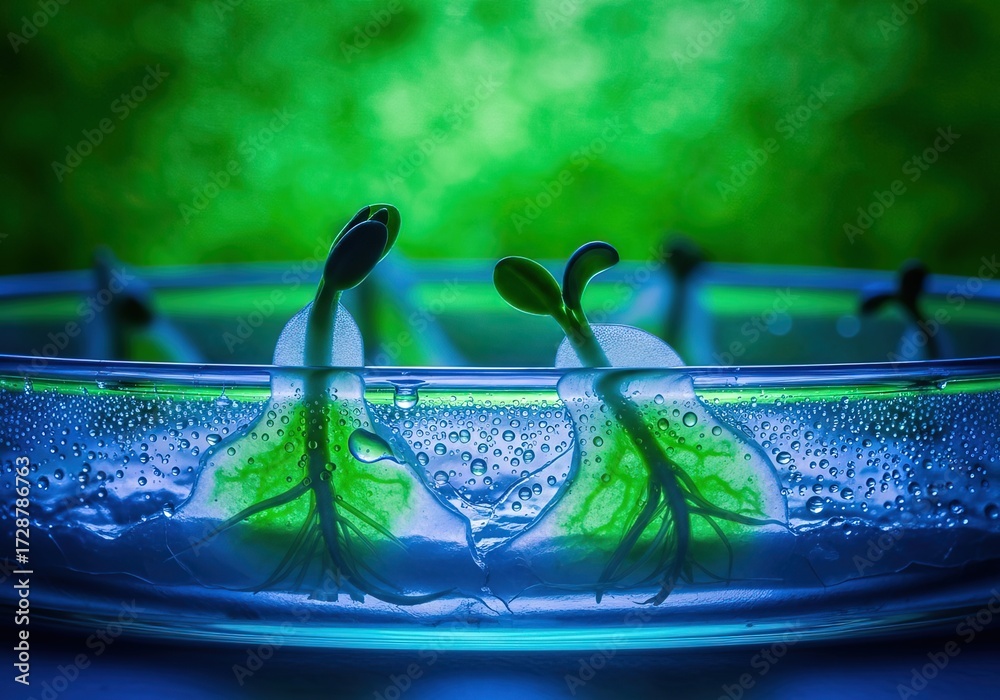 Hyper-detailed macro of young roots breaking through callus tissues ...