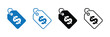 © Mahir - Four price tag icons with dollar signs in blue and black, isolated on transparent background