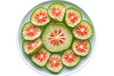 Top view of garcinia slices arranged in circle isolated on transparent background