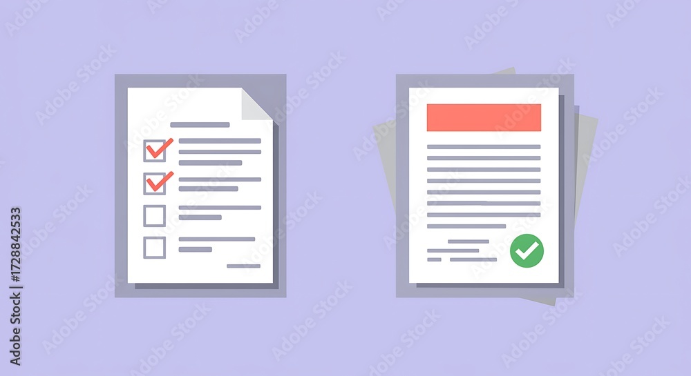 Checklist and document vector illustration for business workflow tasks ...
