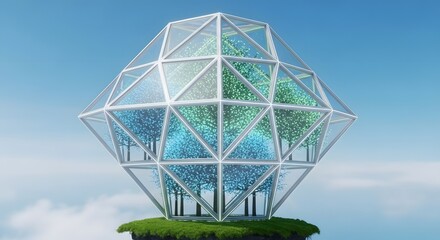 Geometric Greenhouse Enclosing Trees on a Floating Island