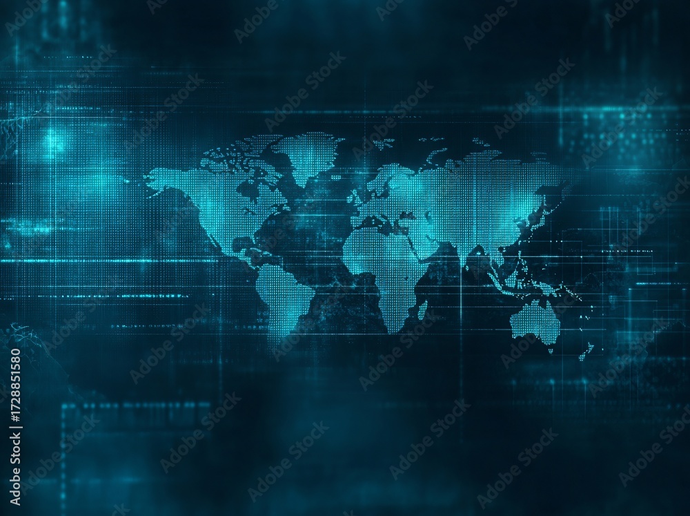 Global network map glowing with digital technology connectivity Stock ...