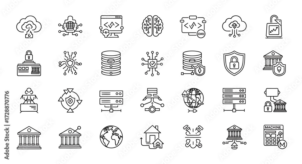 Comprehensive vector line icons for digital technology and data ...