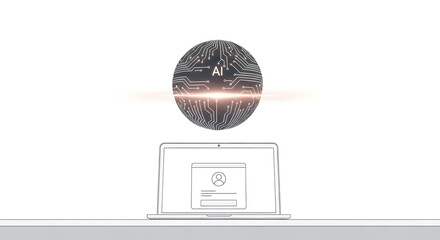 Minimalist AI agent icon design and concept visualization on a futuristic digital interface
