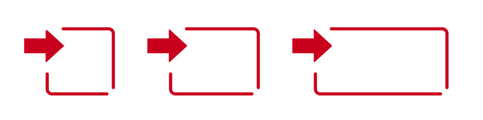 Red arrow and frame design progression in minimalist style.
