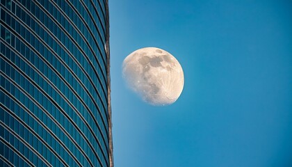Wall Mural - moon above a skyscraper office building