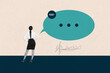 © deagreez - Collage with person surrounded by message bubbles symbolizing chatting communication online interaction business