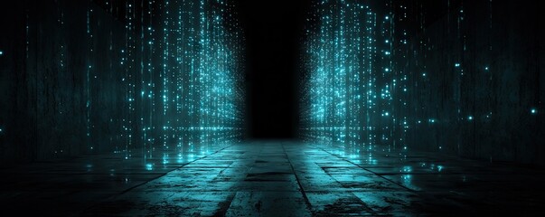 Wall Mural - Digital backdround ideal for technological operations, neural networks, AI, data transmission and encryption, digital archives, audio and visual representations, scientific research