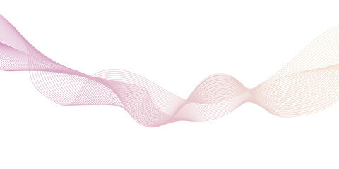 Vector curvy abstract line art wavy flowing dynamic pink wave line, illustration chrome technological wallpaper, element for line design isolated on white  background, wave line colorful design.