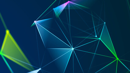 Wall Mural - Polygonal background with dots and lines. Network connection structure. Science and technology. 3d