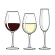 © Jack - Three types of wine glasses with red white and sparkling wine.