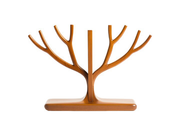 Wooden tree branch jewelry stand isolated on transparent background