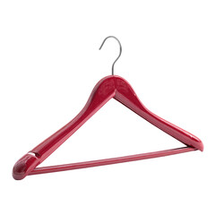 Red wooden clothes hanger isolated on transparent background