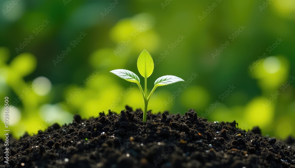 Stock-Foto „New life emerges as a young plant sprouts from the fertile ...