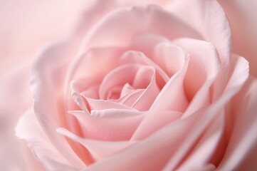 Wall Mural - Close-up of delicate pastel pink rose petals in an abstract floral pattern. Blurred flower background for festive decoration.