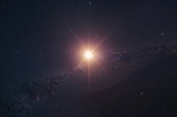 Wall Mural - A comprehensive visualization of the solar system and outer space. Observing the sun and celestial bodies from orbit. An illustration of ecological and environmental themes.