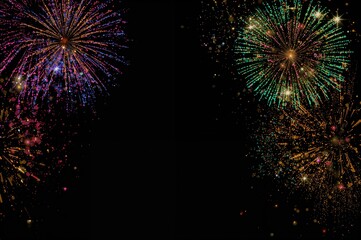 Wall Mural - vibrant sparkling pyrotechnics against a dark backdrop, standalone