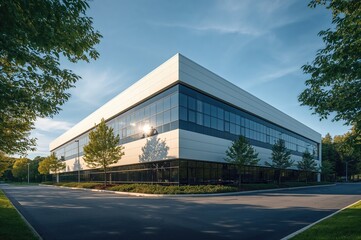 Wall Mural - Contemporary White Office Structure with Sunlight