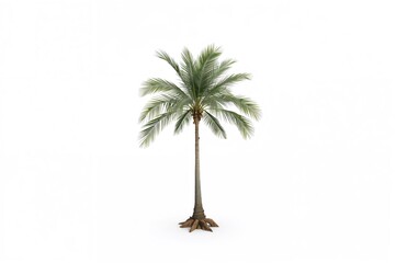 Wall Mural - Isolated coconut palm silhouette on a white backdrop, ideal for architectural and decorative projects.