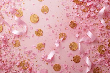 Wall Mural - Elegant shimmering gold rings on a backdrop. Overhead view