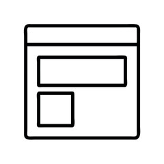 Simple line art icon representing a website layout or user interface design