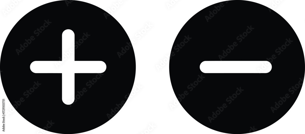 Plus minus icons simple symbols for comparison and choice vector Stock ...