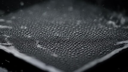 Wall Mural - Macro timelapse of countless rain droplets impacting and merging on a flat, reflective surface change, environment, abstract