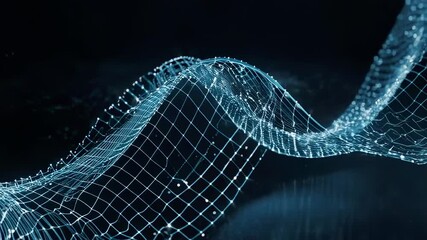 A luminous, undulating mesh of interconnected points, floating in a dark space