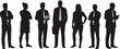 © Miss - Silhouettes of business team, professional people standing, corporate colleagues, office teamwork illustration, leadership, staff diversity concept