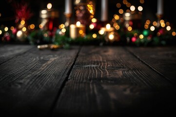 Wall Mural - Detailed shot of a wooden surface illuminated by soft lights