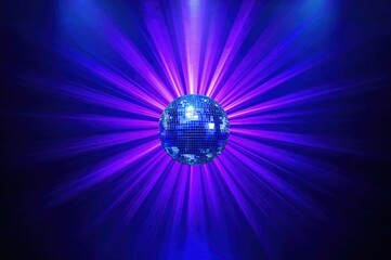 Wall Mural - night celebration scene featuring a glowing purple disco sphere