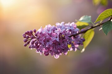 Wall Mural - Spring lilac blossoms on a tree branch