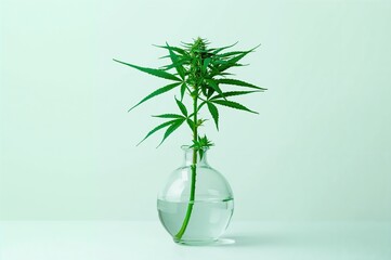 Wall Mural - Indoor cultivation of cannabis plants for medical or commercial purposes, cannabis flowers displayed in a container.