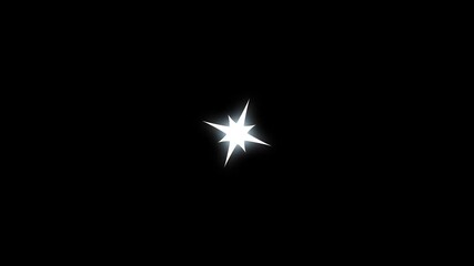 Wall Mural - Sparkling twinkling star blinking light effect, glitter motion explosion, sparkling bokeh lights, flat vector cartoon stars, energy explosion animation, black screen alpha channel background. 4K
