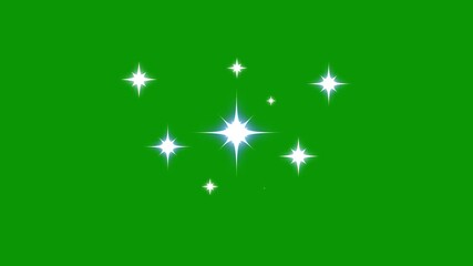 Wall Mural - Twinkling stars animation, fast glitter motion, white cartoon blinking stars, glowing light trails, sparkling twinkle star effect, chroma key green screen background, starry night vector. 4K