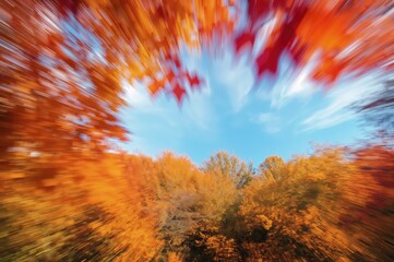 Wall Mural - Vibrant fall scenery with a soft focus on colorful leaves