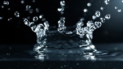 Wall Mural - ethereal slow motion water splash with sparkling droplets caught in a ray of soft backlighting on a 