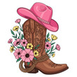 © KIMOG - cowgirl boot, pink cowgirl hat, western boot, cowgirl aesthetic, floral cowgirl, country cowgirl, rodeo boot, girly cowgirl, western fashion, cowgirl vibe, cowboy boot with flowers, cowgirl hat and bo