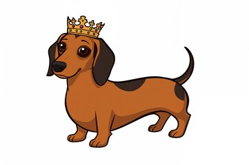 drawing of a small dog sporting a royal crown on a plain white backdrop