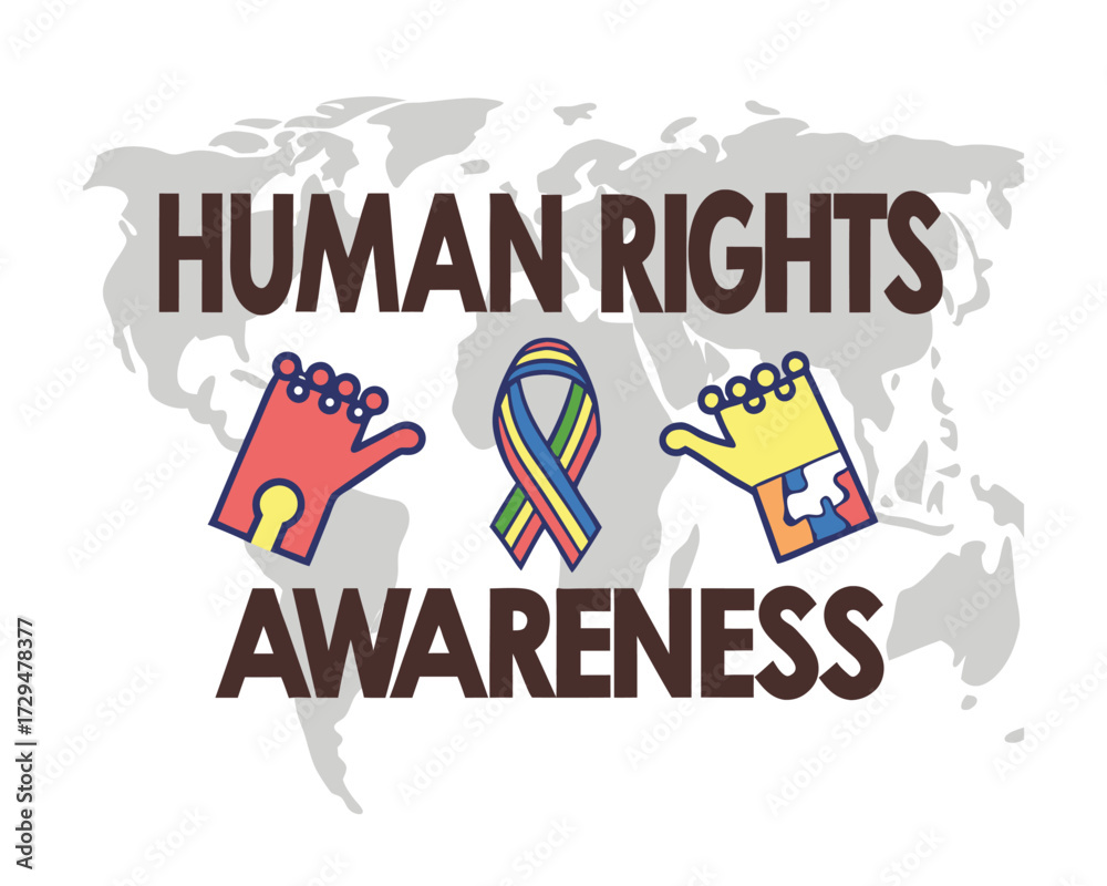 Human Rights Awareness Program Human Rights Awareness Campaign with Global Map Background and Symbolic ...