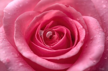 Wall Mural - Close-up of delicate rose petals with a water drop resting on the surface, perfect for a greeting card background.