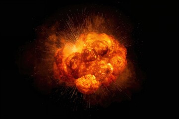 Wall Mural - Blazing bomb blast emitting sparks on a dark backdrop