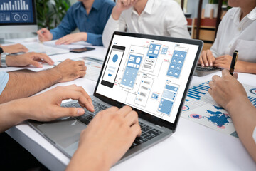 UX UI design process for brisk mobile application and website . Creative prototype of wireframe for professional app developer .